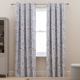 Argos Home Watercolour Floral Blackout Eyelet Curtains - Purple - 168x229cm