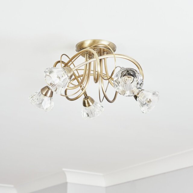 BHS Sagitarius Glass Flush to Ceiling Light - Brass - image 1
