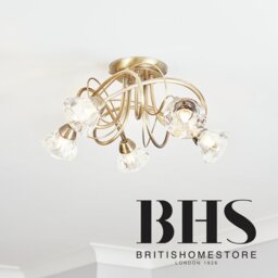BHS Sagitarius Glass Flush to Ceiling Light - Brass - thumbnail 2