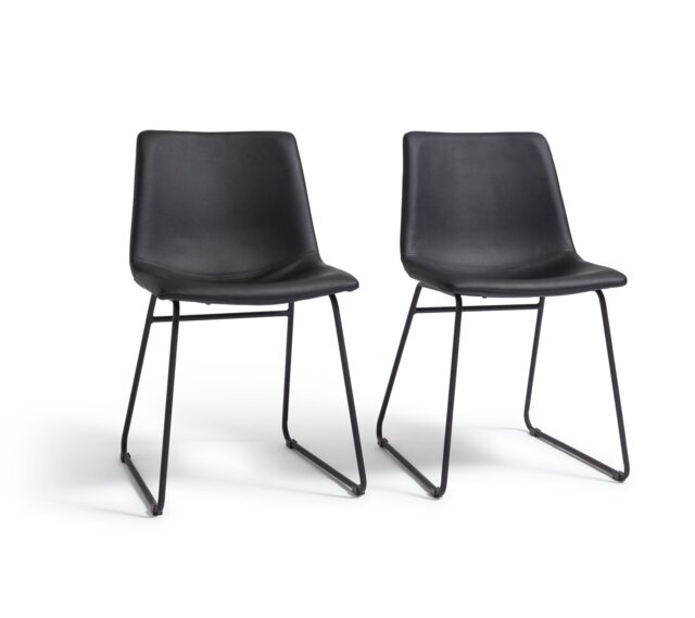 Habitat Joey Pair of Faux Leather Dining Chairs - Black - image 1