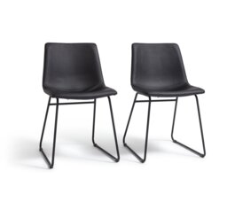 Habitat Joey Pair of Faux Leather Dining Chairs - Black - thumbnail 1