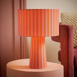 ValueLights Thorley Fabric LED Stripe Table Lamp - Orange