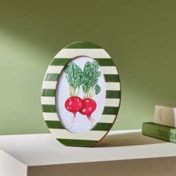"""Habitat Striped Oval Green Resin Picture Frame - 4x6"""""""
