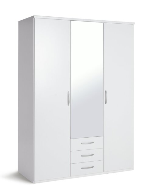 Argos Home Hallingford 3 Door 3 Drawer Wardrobe-White Gloss - image 1