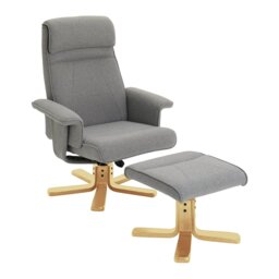 Argos Home Abel Fabric Swivel Chair & Footstool - Grey - thumbnail 1
