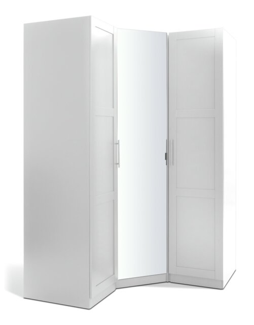 Habitat Munich Corner 3 Door Mirror Panellled Wardrobe-White - image 1