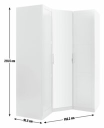 Habitat Munich Corner 3 Door Mirror Panellled Wardrobe-White - thumbnail 2
