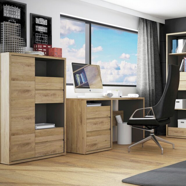 Furniture To Go Shetland 3 Drawers Office Desk - Light Wood - image 1