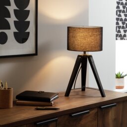 Argos Home Lyle Wooden 46cm Tripod Table Lamp - Black - thumbnail 2