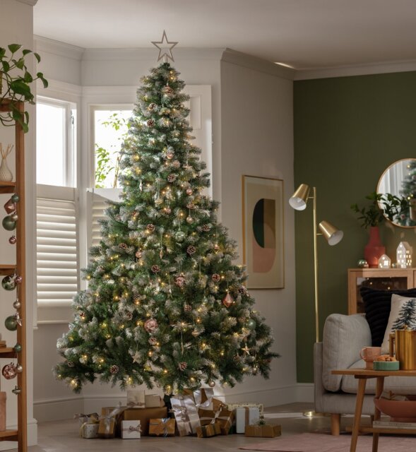 Habitat 8ft Pre lit Blue Oscar With Pine Cone Christmas Tree - image 1