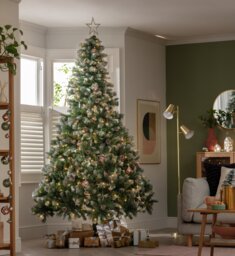 Habitat 8ft Pre lit Blue Oscar With Pine Cone Christmas Tree - thumbnail 1