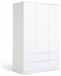 Argos Home Jenson 3 Door 4 Drawer Wardrobe - Matte White - thumbnail 2