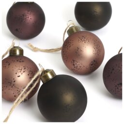 Habitat Pack of 6 Rustic Texture Christmas Baubles - Brown - thumbnail 2