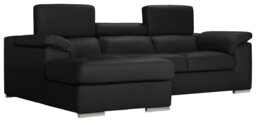 Argos Home Valencia Left Hand Corner Chaise Sofa - Black - thumbnail 1