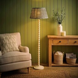 ValueLights Bobble Wooden Floral Statement Floor Lamp - Cream - thumbnail 2
