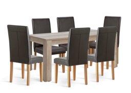 Argos Home Preston Ext Oak Dining Table &6 Chocolate Chairs