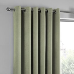 Fusion Strata Dim-out Eyelet Curtains - Green - 168x137cm - thumbnail 2