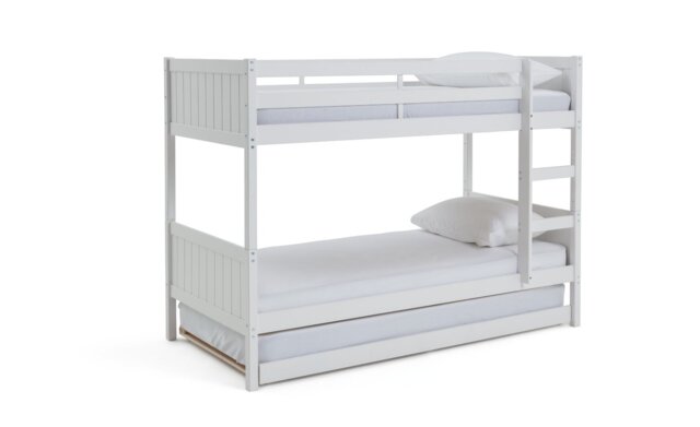 Habitat Detachable Bunk Bed, Trundle & 3 Mattresses-White - image 1