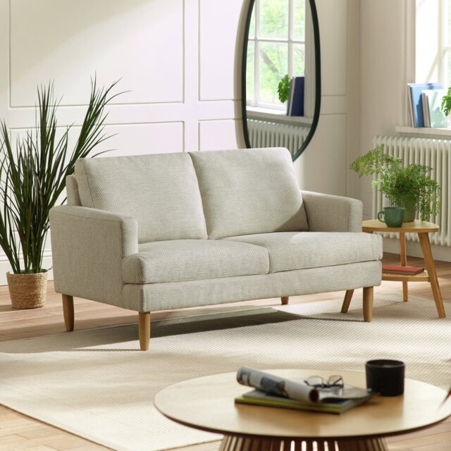 Julian Bowen Daisy Fabric 2 Seater Sofa Metal Feet - Beige - image 1