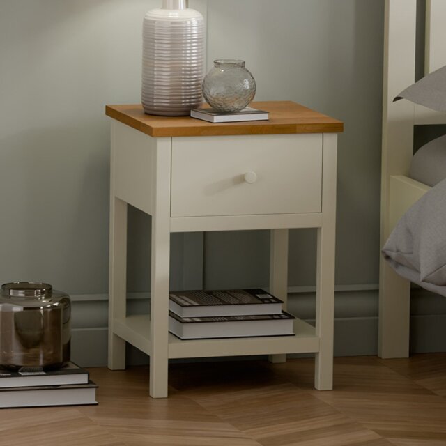 Julian Bowen Coxmoor 1 Drawer Bedside Table - Ivory - image 1