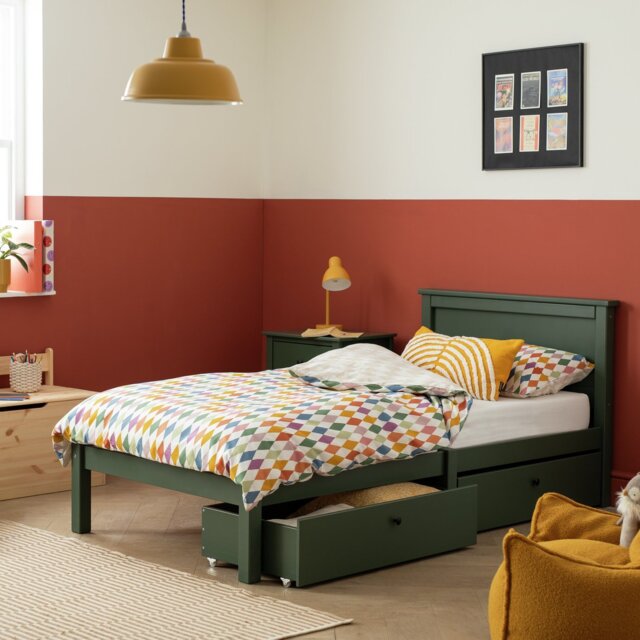 Habitat Brooklyn Single Bed Frame and Drawer - Green - image 1