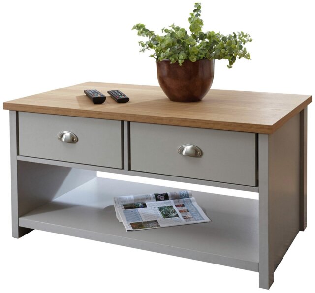 GFW Lancaster 2 Drawer Coffee Table - Grey - image 1