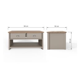GFW Lancaster 2 Drawer Coffee Table - Grey - thumbnail 2