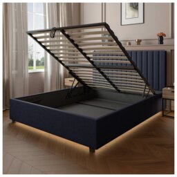 XR Living Maisie Double End Lift LED Ottoman Bed - Navy - thumbnail 2