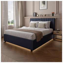 XR Living Maisie Double End Lift LED Ottoman Bed - Navy - thumbnail 1