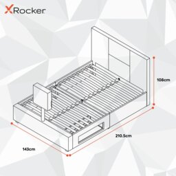 XR Living Ava Double Faux Leather TV LED Bed Frame - Grey - thumbnail 2