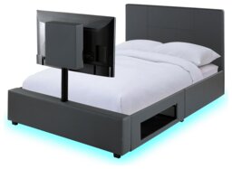 XR Living Ava Double Faux Leather TV LED Bed Frame - Grey