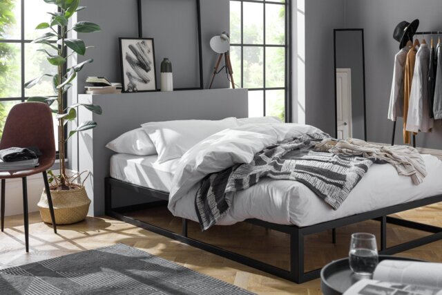 Argos Home Platform Double Metal Bed Frame - Black - image 1