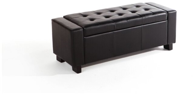 GFW Verona Faux Leather Ottoman Bench - Black - image 1