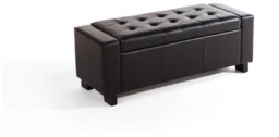 GFW Verona Faux Leather Ottoman Bench - Black - thumbnail 1