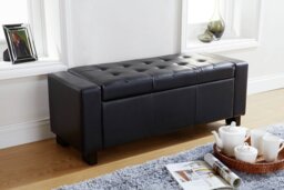 GFW Verona Faux Leather Ottoman Bench - Black - thumbnail 2
