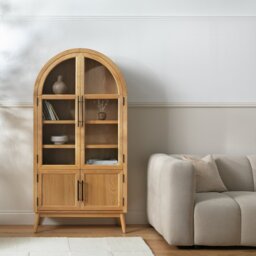 Habitat Collins Arched 4 Door Display Cabinet - Oak - thumbnail 1