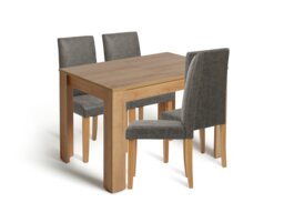 Argos Home Miami Extend Oak Dining Table & 4 Charcoal Chairs