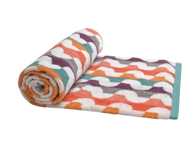 Habitat Brights Geo Tufted Bath Towel - Multicolour - image 1