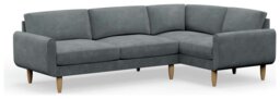 Hutch Slim Velvet Round Arm 5 Seater Corner Sofa- Slate Grey - thumbnail 1