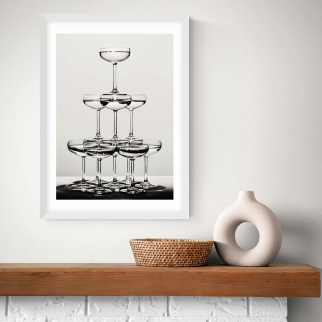 East End Prints Champagne II White Frame Art Print - A2 - image 1