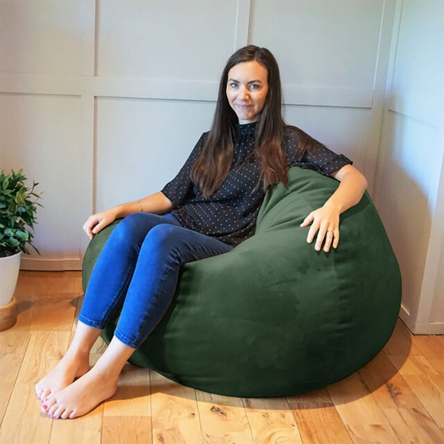 rucomfy Velvet Slouchbag Beanbag - Emerald Green - image 1