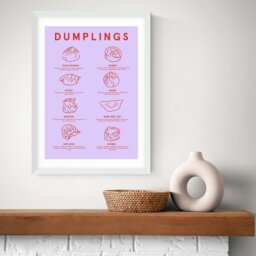 East End Prints Dumpling Menu White Frame Art Print - A2 - thumbnail 1