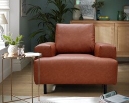 Habitat Julien Faux Leather Armchair - Tan - thumbnail 2