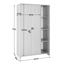 Argos Home Seville 2 Door Open Shelf Wardrobe - Oak Effect - thumbnail 2