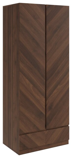GFW Catania 2 Door 1 Drawer Wardrobe - Walnut - image 1