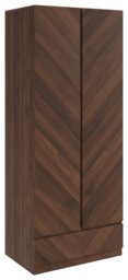 GFW Catania 2 Door 1 Drawer Wardrobe - Walnut - thumbnail 1