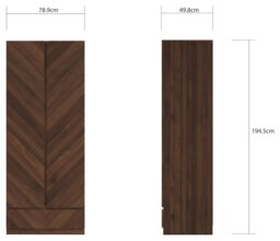 GFW Catania 2 Door 1 Drawer Wardrobe - Walnut - thumbnail 2