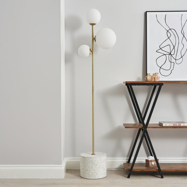 BHS Fleur 3 Light Floor Lamp - Gold - image 1