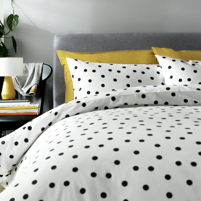 Habitat White & Black Spots Bedding Set - Superking - image 1