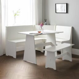 Julian Bowen Newport Corner White Dining Table & 2 White Bench